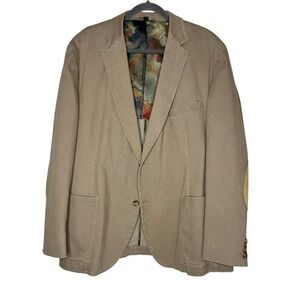 Kroon Mens Sport Coat Jacket 48 R Bono Wash Suede Elbow Patches Office